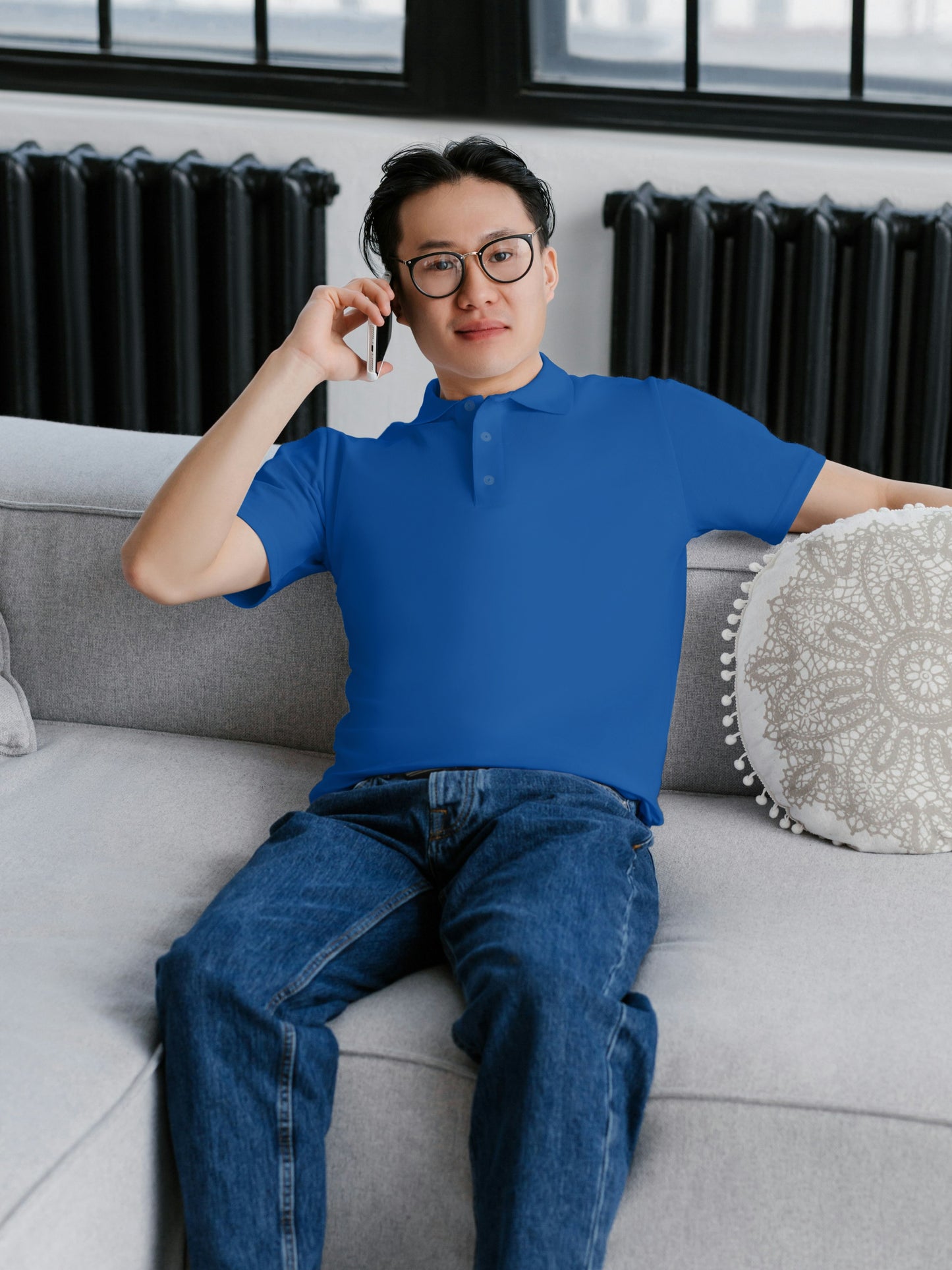 Customised Cotton Polo | Blue