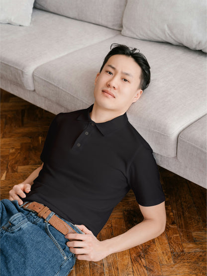 Customised Cotton Polo | Black