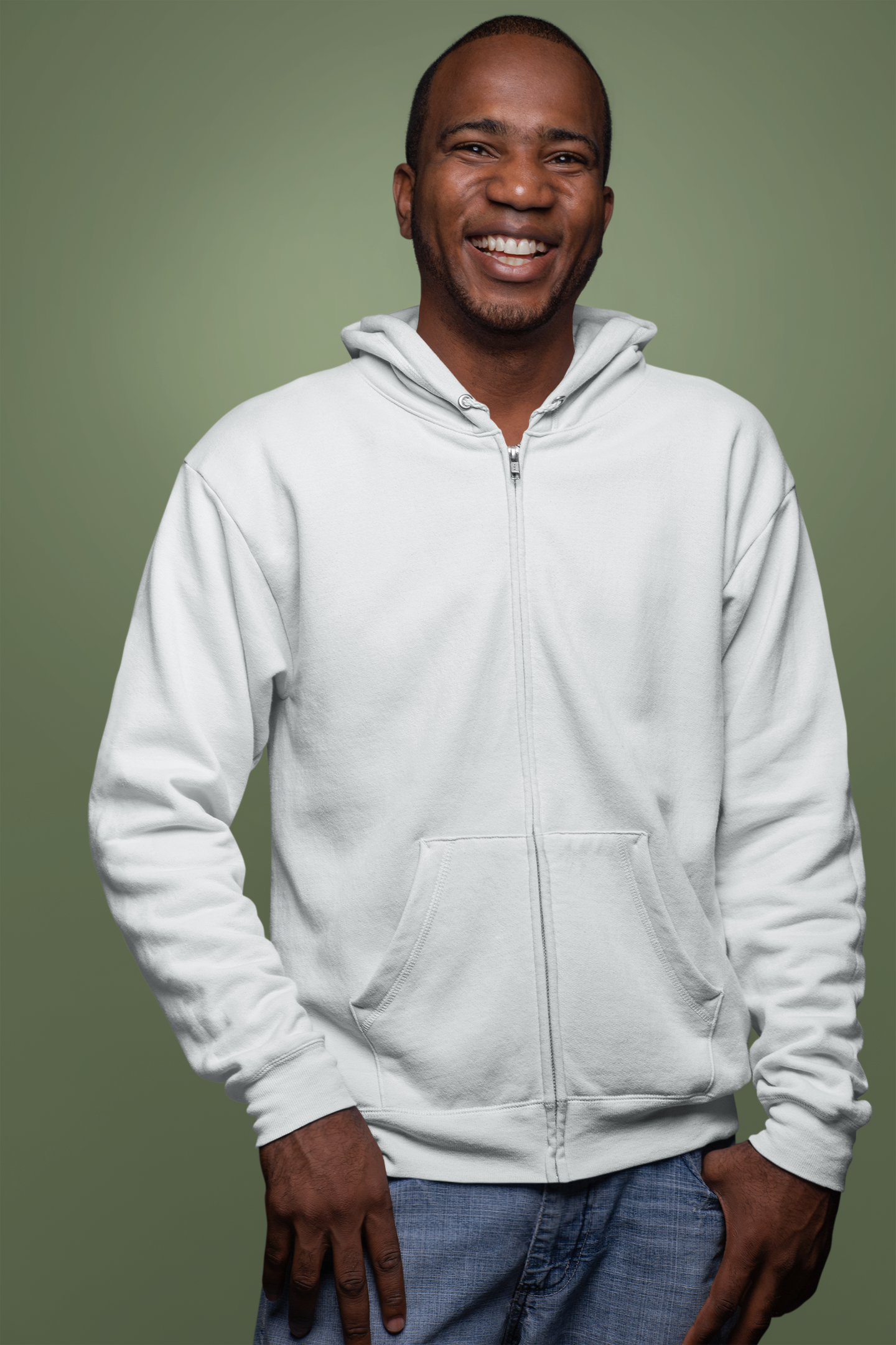 Customised Fleece Zipper Hoodie | White