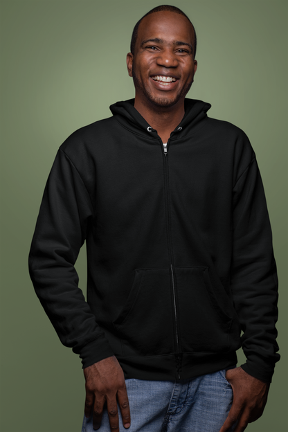 Customised Fleece Zipper Hoodie | Black