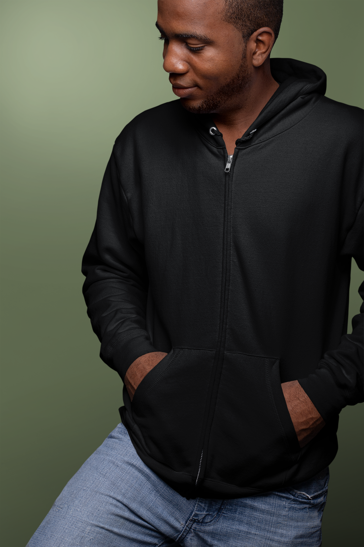 Customised Fleece Zipper Hoodie | Black